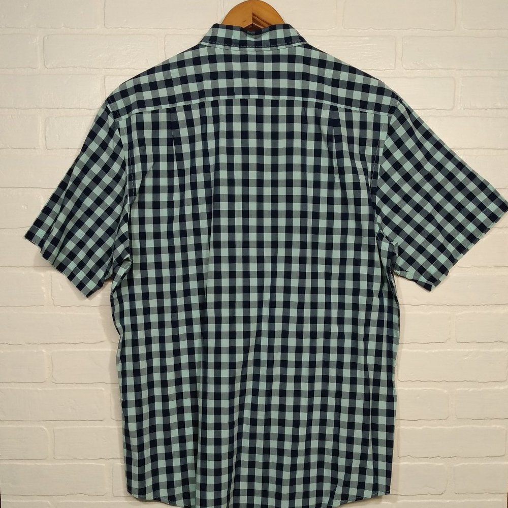 Izod men's blue and turquois plaid men's short sleeve button shirt M medium - Picture 7 of 8